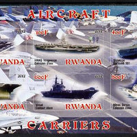 Rwanda 2012 Aircraft Carriers #2 imperf sheetlet containing 6 values unmounted mint