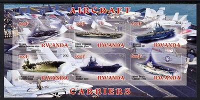 Rwanda 2012 Aircraft Carriers #2 imperf sheetlet containing 6 values unmounted mint