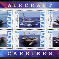 Malawi 2012 Aircraft Carriers #1 perf sheetlet containing 6 values unmounted mint