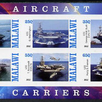 Malawi 2012 Aircraft Carriers #1 imperf sheetlet containing 6 values unmounted mint