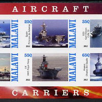 Malawi 2012 Aircraft Carriers #2 imperf sheetlet containing 6 values unmounted mint