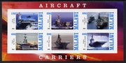 Malawi 2012 Aircraft Carriers #2 imperf sheetlet containing 6 values unmounted mint