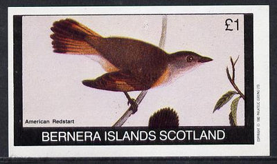 Bernera 1982 Birds #21 (Redstart) imperf souvenir sheet (£1 value) unmounted mint