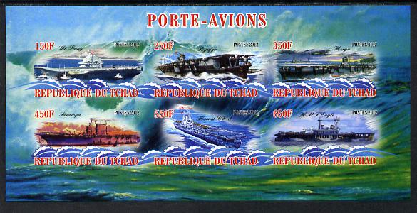 Chad 2012 Aircraft Carriers #1 imperf sheetlet containing 6 values unmounted mint