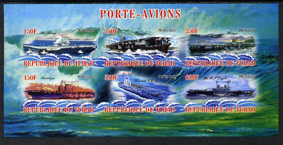Chad 2012 Aircraft Carriers #1 imperf sheetlet containing 6 values unmounted mint