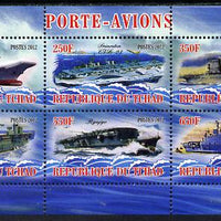 Chad 2012 Aircraft Carriers #2 perf sheetlet containing 6 values unmounted mint