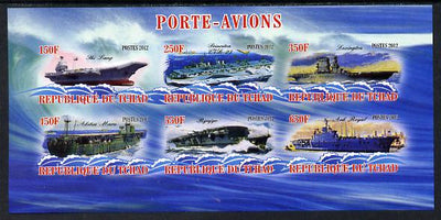 Chad 2012 Aircraft Carriers #2 imperf sheetlet containing 6 values unmounted mint