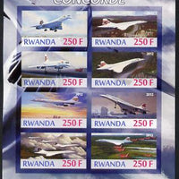 Rwanda 2012 Concorde imperf sheetlet containing 8 values unmounted mint