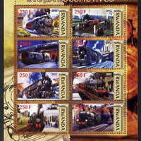 Rwanda 2012 Steam Locomotives perf sheetlet containing 8 values unmounted mint