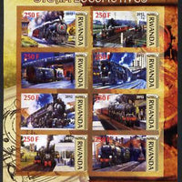 Rwanda 2012 Steam Locomotives imperf sheetlet containing 8 values unmounted mint