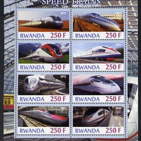Rwanda 2012 High-Speed Trains perf sheetlet containing 8 values unmounted mint