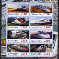Rwanda 2012 High-Speed Trains imperf sheetlet containing 8 values unmounted mint