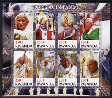 Rwanda 2012 Pope John Paul II perf sheetlet containing 8 values unmounted mint