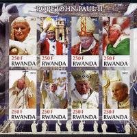 Rwanda 2012 Pope John Paul II imperf sheetlet containing 8 values unmounted mint