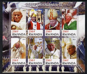 Rwanda 2012 Pope John Paul II imperf sheetlet containing 8 values unmounted mint