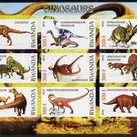 Rwanda 2012 Dinosaurs imperf sheetlet containing 9 values unmounted mint