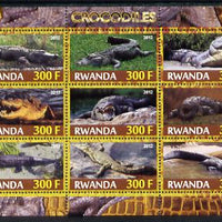 Rwanda 2012 Crocodiles perf sheetlet containing 9 values unmounted mint