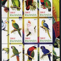 Rwanda 2012 Parrots perf sheetlet containing 9 values unmounted mint