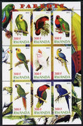 Rwanda 2012 Parrots perf sheetlet containing 9 values unmounted mint