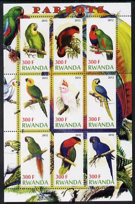 Rwanda 2012 Parrots perf sheetlet containing 9 values unmounted mint