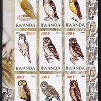 Rwanda 2012 Owls imperf sheetlet containing 9 values unmounted mint