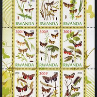Rwanda 2012 Butterflies & Plants #1 perf sheetlet containing 9 values unmounted mint