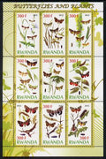 Rwanda 2012 Butterflies & Plants #1 perf sheetlet containing 9 values unmounted mint