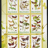 Rwanda 2012 Butterflies & Plants #1 imperf sheetlet containing 9 values unmounted mint