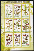 Rwanda 2012 Butterflies & Plants #1 imperf sheetlet containing 9 values unmounted mint
