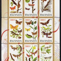 Rwanda 2012 Butterflies & Plants #2 perf sheetlet containing 9 values unmounted mint