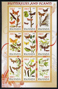 Rwanda 2012 Butterflies & Plants #2 imperf sheetlet containing 9 values unmounted mint