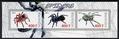 Rwanda 2012 Spiders imperf sheetlet containing 3 values unmounted mint