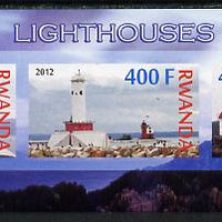 Rwanda 2012 Lighthouses imperf sheetlet containing 3 values unmounted mint