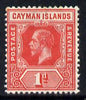Cayman Islands 1912-20 KG5 MCA 1d red mounted mint SG 42