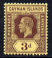 Cayman Islands 1912-20 KG5 MCA 3d purple on yellow (white back) mounted mint SG 45a