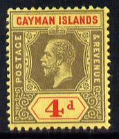 Cayman Islands 1912-20 KG5 MCA 4d black & red on yellow mounted mint SG 46