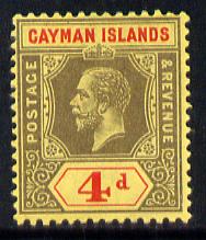 Cayman Islands 1912-20 KG5 MCA 4d black & red on yellow mounted mint SG 46
