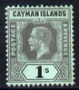 Cayman Islands 1912-20 KG5 MCA 1s black on green (green back) mounted mint SG 48