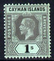 Cayman Islands 1912-20 KG5 MCA 1s black on green (green back) mounted mint SG 48