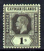 Cayman Islands 1912-20 KG5 MCA 1s black on green (white back) mounted mint SG 48b