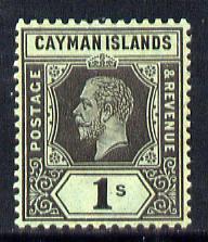 Cayman Islands 1912-20 KG5 MCA 1s black on green (white back) mounted mint SG 48b