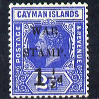 Cayman Islands 1917 War Tax 1.5d on 2.5d deep blue mounted mint SG 54