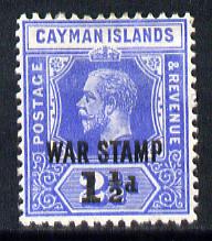 Cayman Islands 1917 War Tax 1.5d on 2.5d deep blue mounted mint SG 56