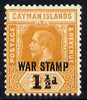 Cayman Islands 1919-20 War Tax 1.5d on 2.5d orange mounted mint SG 59
