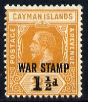 Cayman Islands 1919-20 War Tax 1.5d on 2.5d orange mounted mint SG 59