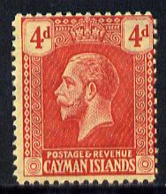 Cayman Islands 1921-26 KG5 MCA 4d red on yellow mounted mint SG 62