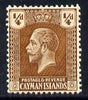 Cayman Islands 1921-26 KG5 Script CA 1/4d yellow-brown mounted mint SG 69