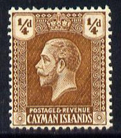 Cayman Islands 1921-26 KG5 Script CA 1/4d yellow-brown mounted mint SG 69