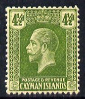 Cayman Islands 1921-26 KG5 Script CA 4.5d sage-green mounted mint SG 76