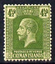 Cayman Islands 1921-26 KG5 Script CA 4.5d sage-green mounted mint SG 76